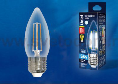 Лампа светодиодная Uniel LED-C35-11W/4000K/E27/CL PLS02WH