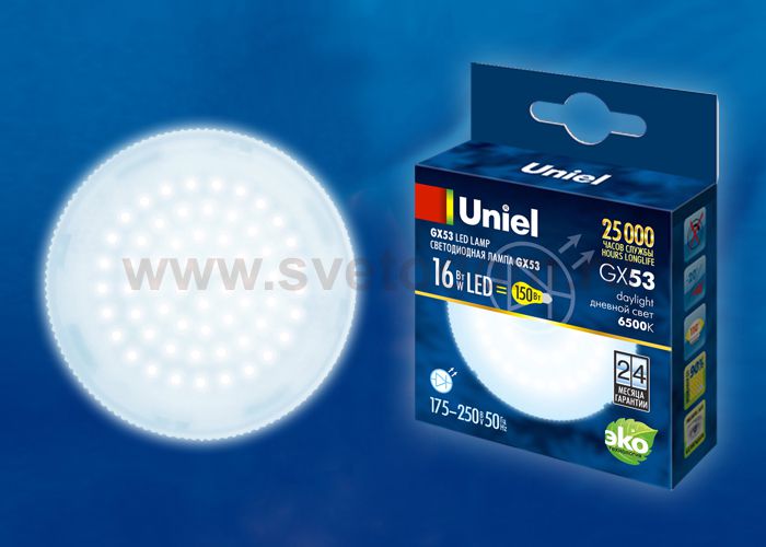 Лампа светодиодная Uniel LED-GX53-16W/6500K/GX53/FR PLZ01WH