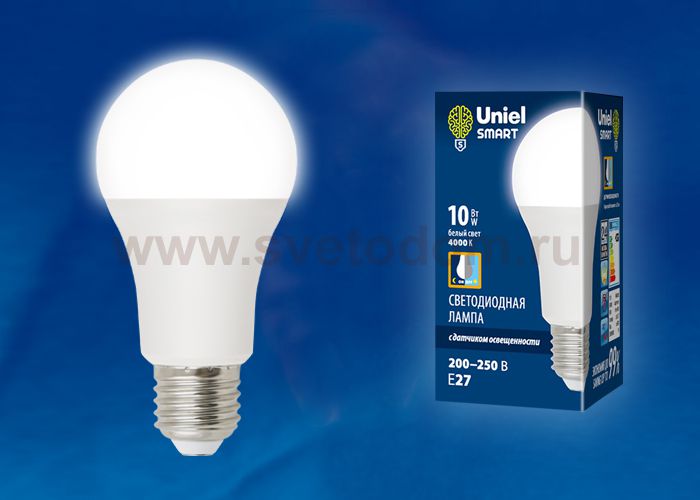 Лампа светодиодная Uniel LED-A60-10W/4000K/E27/PS PLS10WH