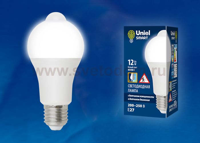 Лампа светодиодная Uniel LED-A60-12W/4000K/E27/PS+MS PLS10WH