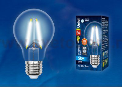 Лампа светодиодная Uniel LED-A60-15W/4000K/E27/CL PLS02WH