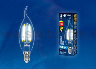 Лампа светодиодная Uniel LED-CW35-13W/4000K/E14/CL PLS02WH