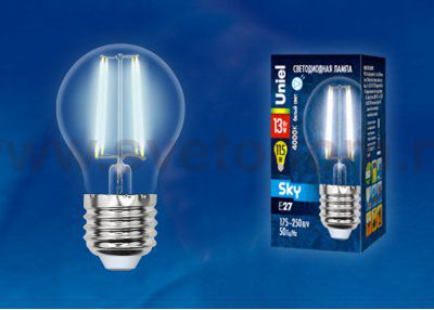 Лампа светодиодная Uniel LED-G45-13W/4000K/E27/CL PLS02WH