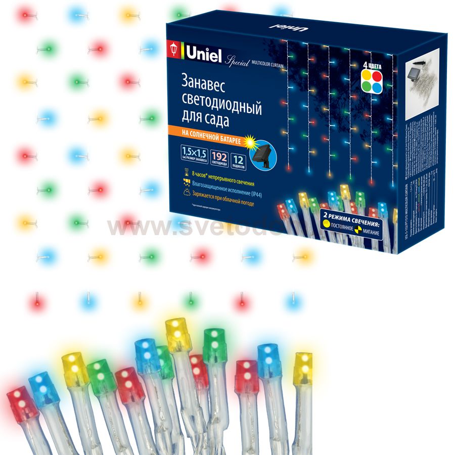 Садовый светильник на солнечной батарее Uniel USL-S-132/PT1515 MULTICOLOR CURTAIN