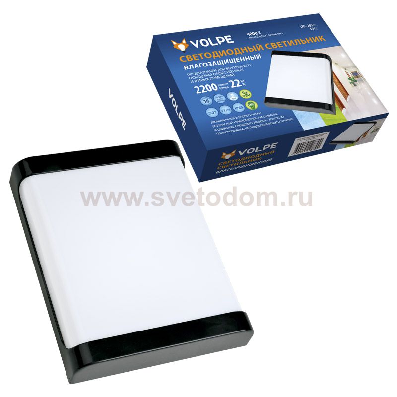 Светильник пылевлагозащищенный Volpe ULW-Q280 22W/4000K/S02 IP65 BLACK
