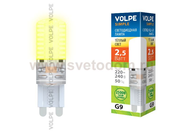 Лампа светодиодная Volpe LED-JCD-2,5W/WW/G9/CL/S