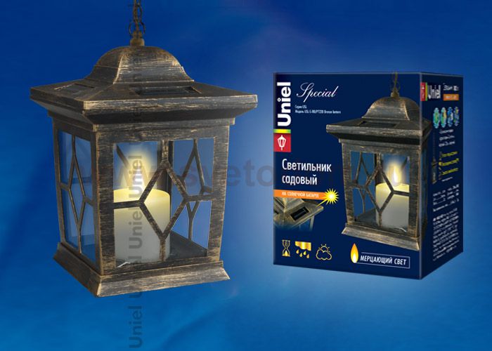 Садовый светильник на солнечной батарее Uniel USL-S-180/PT220 Bronze lantern