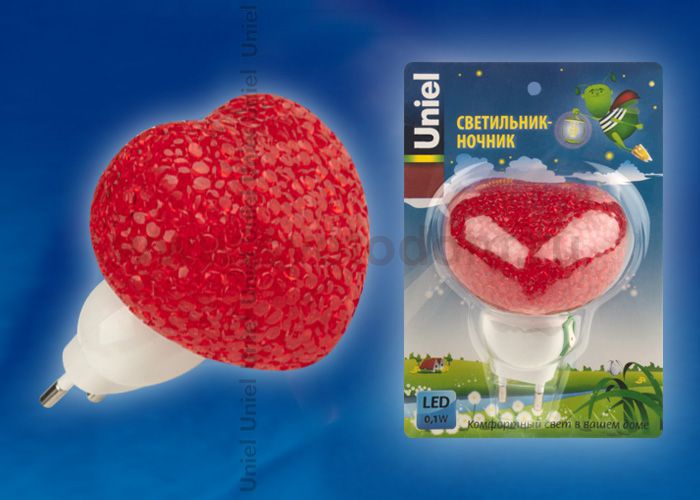 Светодиодный светильник-ночник Uniel DTL-309-Сердечко/RED/1LED/0,1W