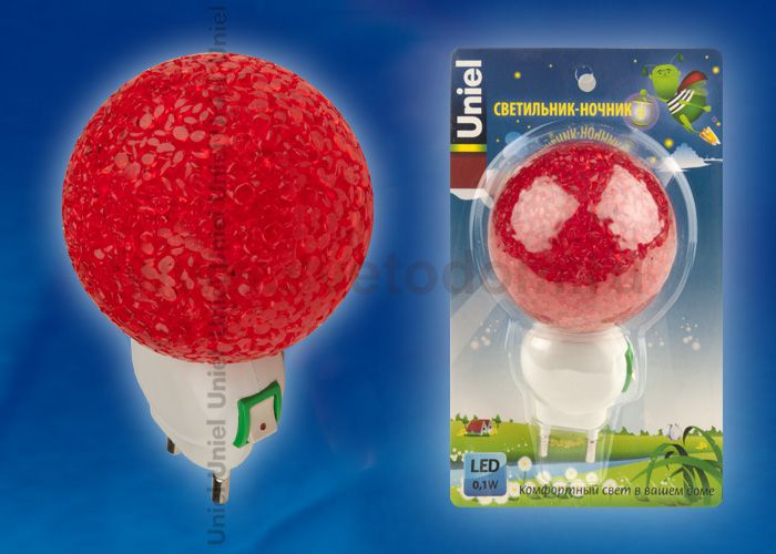 Светодиодный светильник-ночник Uniel DTL-309-Шар/RED/1LED/0,1W