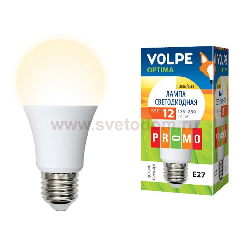 Лампа светодиодная Volpe LED-A60-12W/WW/E27/FR/O