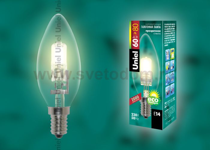 Лампа галогенная Uniel HCL-60/CL/E14 candle