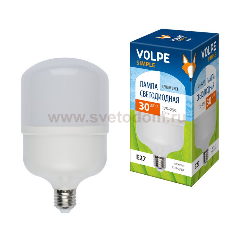 Лампа светодиодная с матовым рассеивателем Volpe LED-M80-30W/NW/E27/FR/S