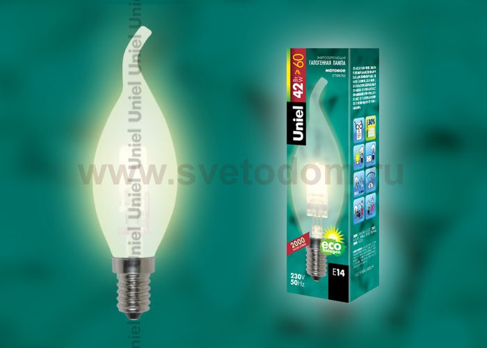 Лампа галогенная Uniel HCL-42/FR/E14 flame