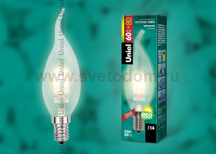 Лампа галогенная Uniel HCL-60/FR/E14 flame