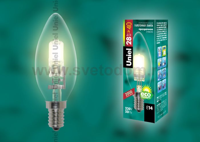 Лампа галогенная Uniel HCL-28/CL/E14 candle