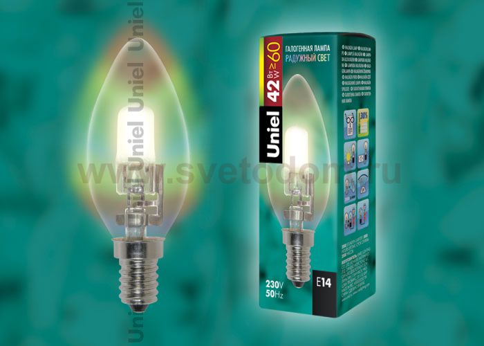 Лампа галогенная Uniel HCL-42/RB/E14 candle