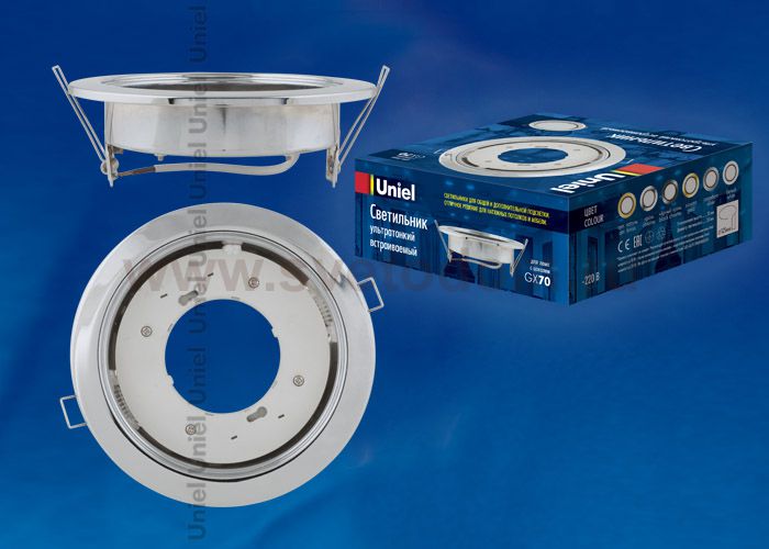Светильник встраиваемый ультратонкий Uniel GX70/H5 CHROME 1 PROM