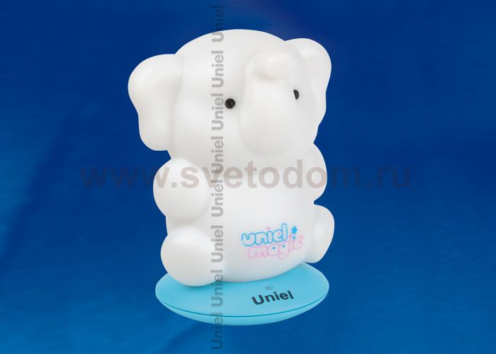 Светильник-ночник с аккумулятором Uniel DTL-305-Слоненок/3color/Base blue/Rech пластик