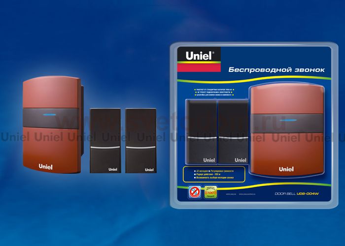 Звонок беспроводной Uniel UDB-004W-R1T2-32S-100M-RD