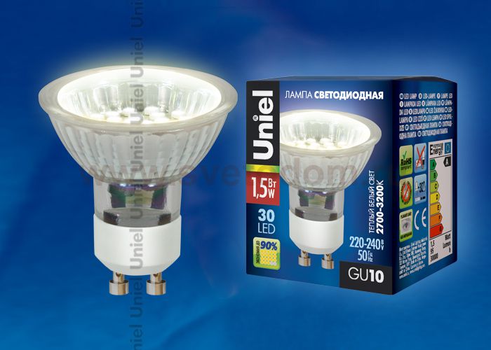 Светодиодная лампа Uniel LED-JCDR-SMD-1,5W/WW/GU10 95 Lm