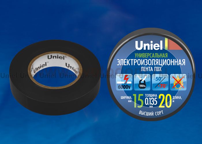 Изоляционная лента Uniel UIT-135P 20/15/01 BLK