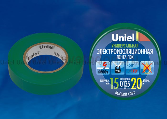 Изоляционная лента Uniel UIT-135P 20/15/01 GRN