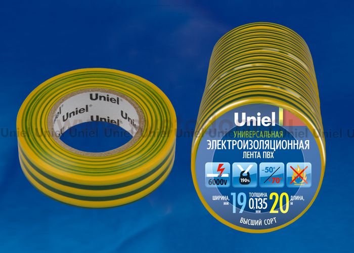 Изоляционная лента Uniel UIT-135P 20/19/10 YGR