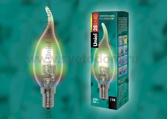 Лампа галогенная Uniel HCL-28/RB/E14 flame