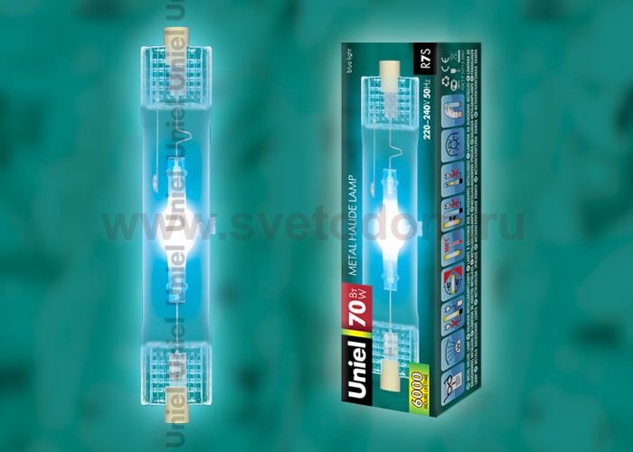 Лампа Uniel MH-DE-70/BLUE/R7s