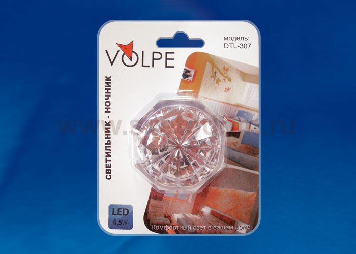 Светодиодный светильник-ночник Volpe DTL-307-Кроха/White/3LED/0,5W