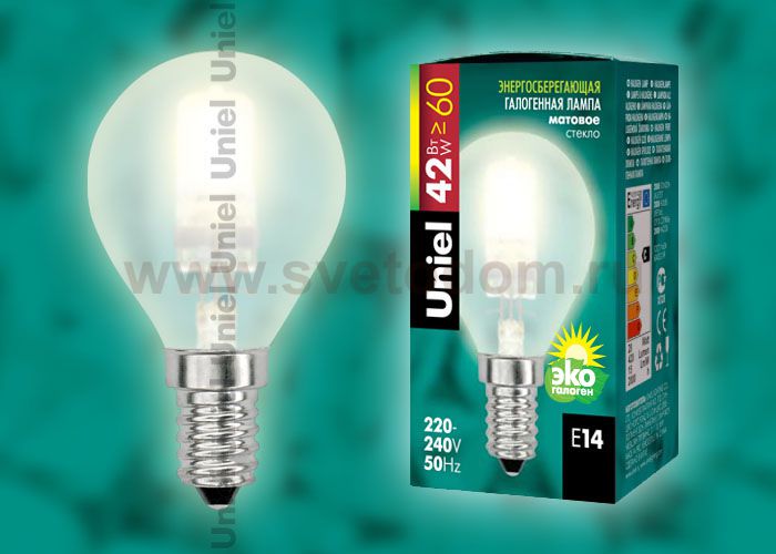 Лампа галогенная Uniel HCL-42/FR/E14 globe