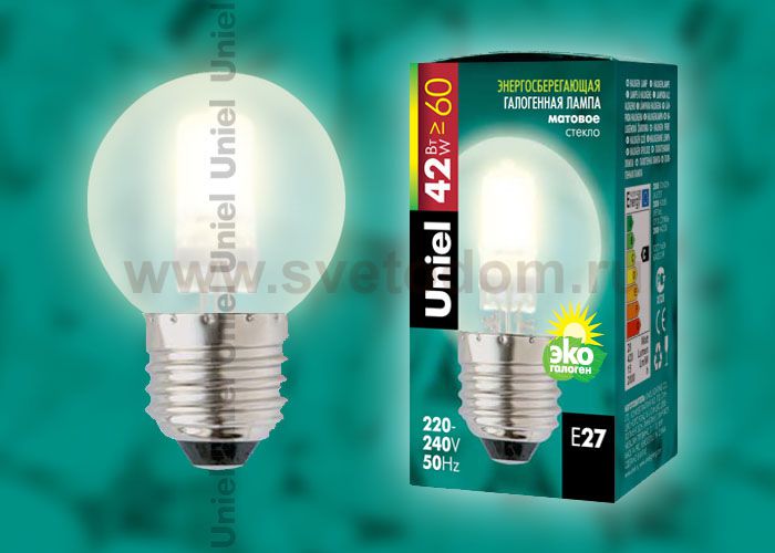 Лампа галогенная Uniel HCL-42/FR/E27 globe