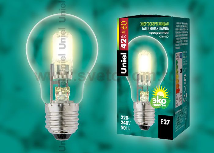 Лампа галогенная Uniel HCL-42/CL/E27 pear