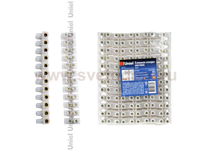Клеммная колодка винтовая Uniel UTС-D-12 / UPE-080 White 10 SHRK