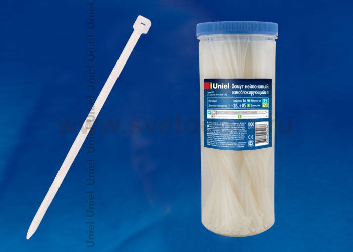 Хомут нейлоновый Uniel UCS-S35/120 White 1000 TUBE