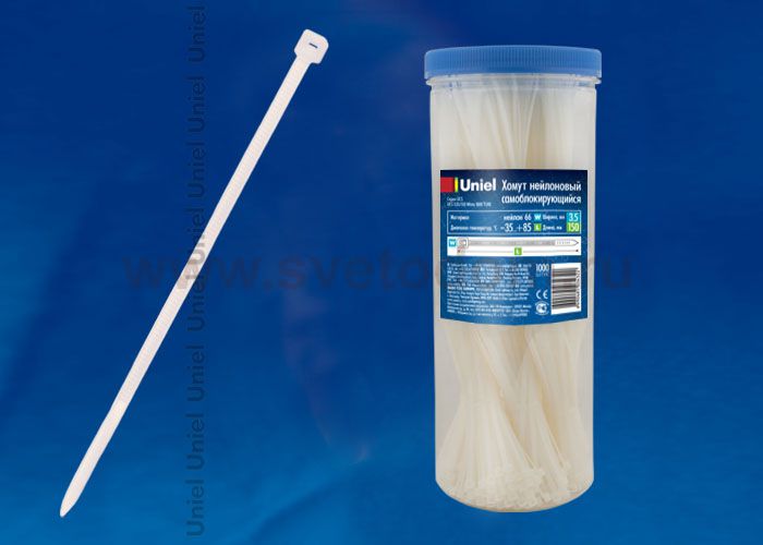 Хомут нейлоновый Uniel UCS-S35/150 White 1000 TUBE