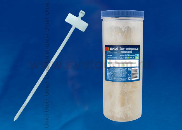 Хомут нейлоновый Uniel UCS-P25/110 White 1000 TUBE