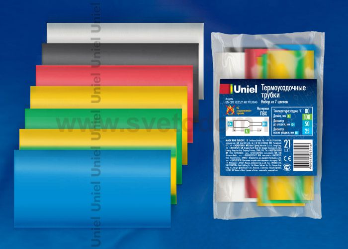 Термоусадочные трубки Uniel UIS-C010 50/25/21 MIX POLYBAG