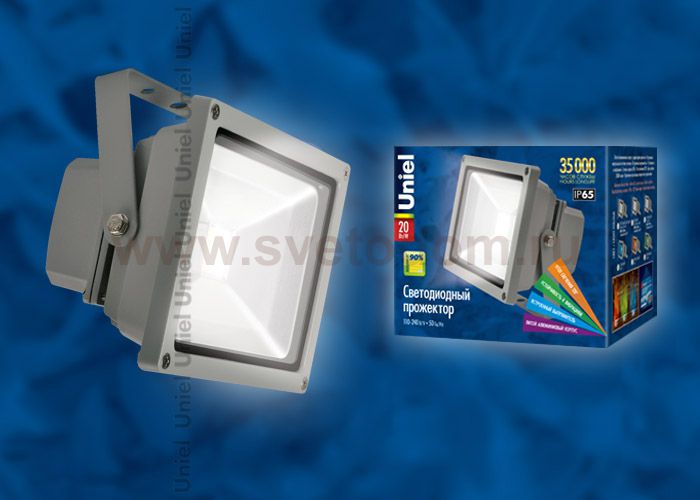 Прожектор светодиодный Uniel ULF-S01-20W/DW IP65 110-240В