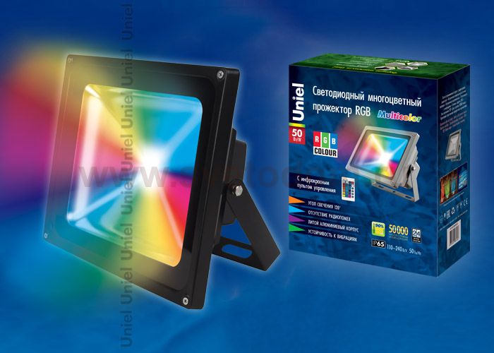Прожектор светодиодный Uniel ULF-S01-50W/RGB/RC IP65 110-240В