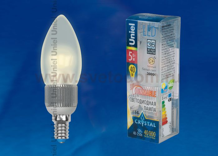 Лампа светодиодная диммируемая пятилепестковая Uniel LED-C37P-5W/WW/E14/FR/DIM ALC03SL пластик