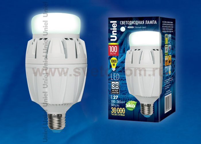 Лампа светодиодная с матовым рассеивателем Uniel LED-M88-100W/NW/E27/FR ALV01WH