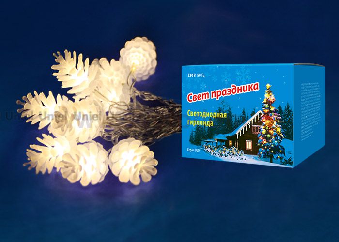 Гирлянда светодиодная Uniel ULD-S0280-020/DTA WARM WHITE IP20 PINE CONES