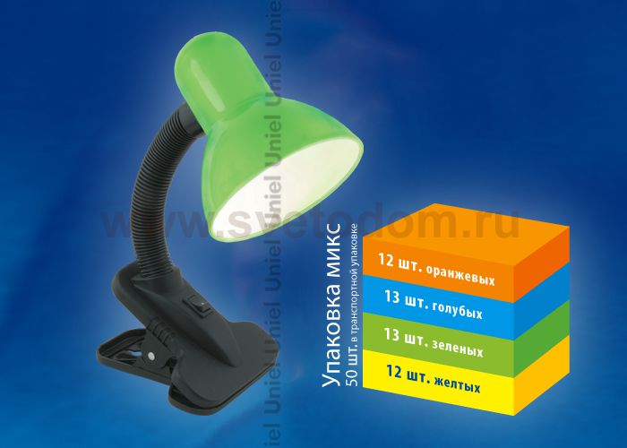 Лампа настольная Uniel TLI-222 MIX (Deep Orange, Light Blue, Light Green, Light Yellow). E27