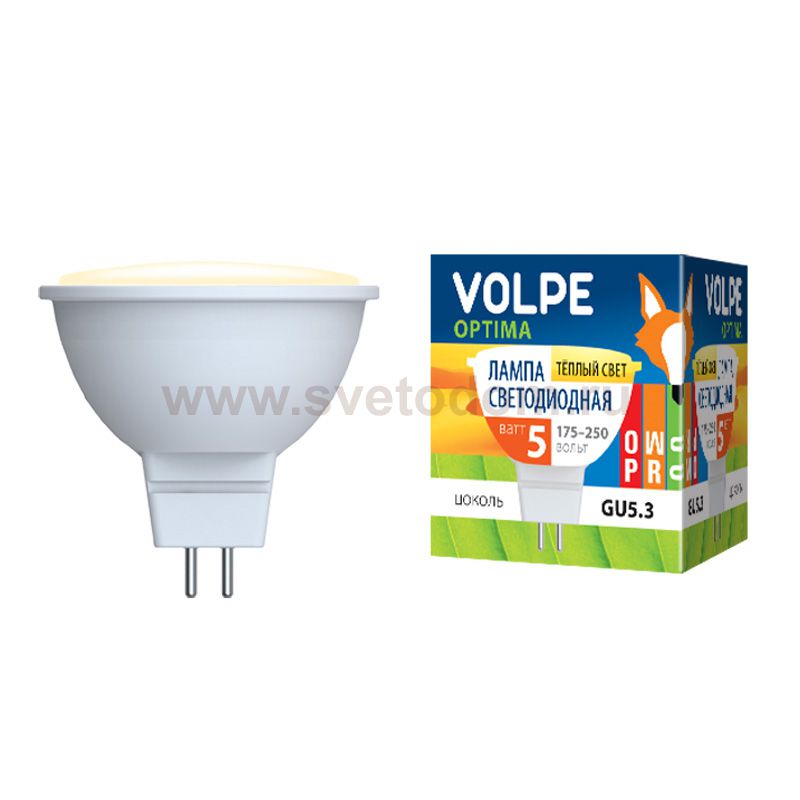 Лампа светодиодная Volpe LED-JCDR-5W/WW/GU5.3/O