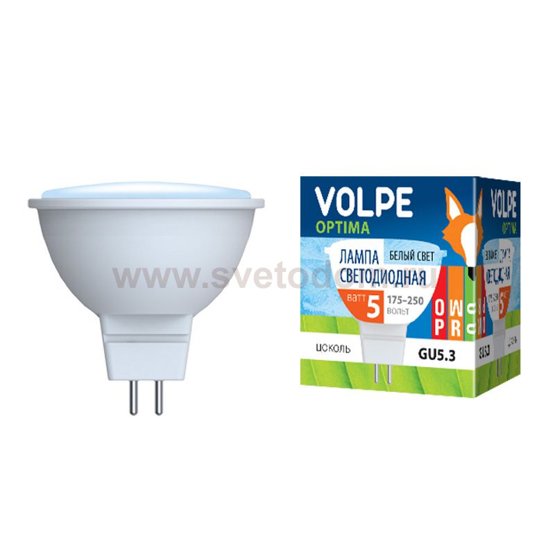 Лампа светодиодная Volpe LED-JCDR-5W/NW/GU5.3/O