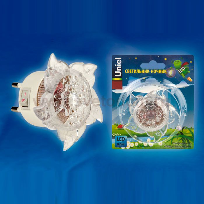 Uniel DTL-308-Цветок/RGB/4LED/0,5W Светильник-ночник