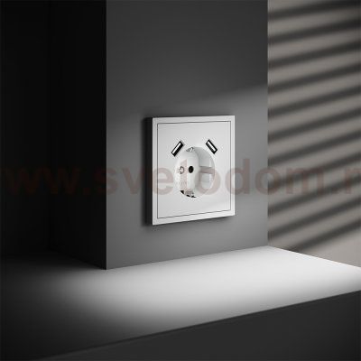 Накладка для розетки с заземлением и защитными шторками, с USB A+A, S70 (белый матовый)