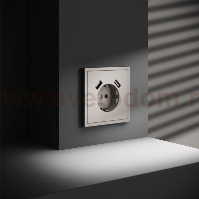 Накладка для розетки с заземлением и защитными шторками, с USB A+A, S70 (кашемир)