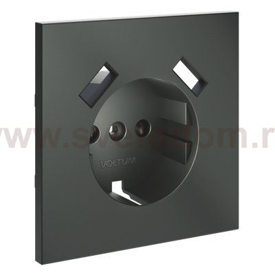 Накладка для розетки с заземлением и защитными шторками, с USB A+A, S70 (титан)